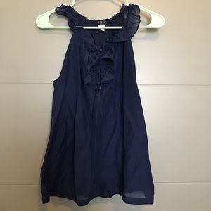 Jcrew Navy Ruffles Tank